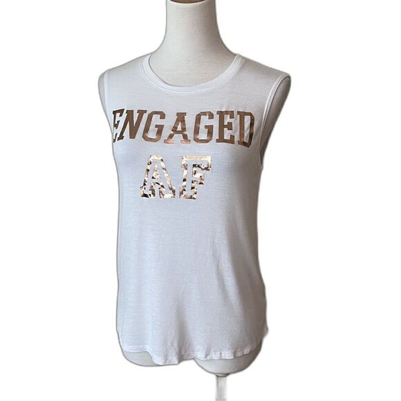 ENGAGED AF White Sleeveless Tank Top Size XS - Picture 1 of 5